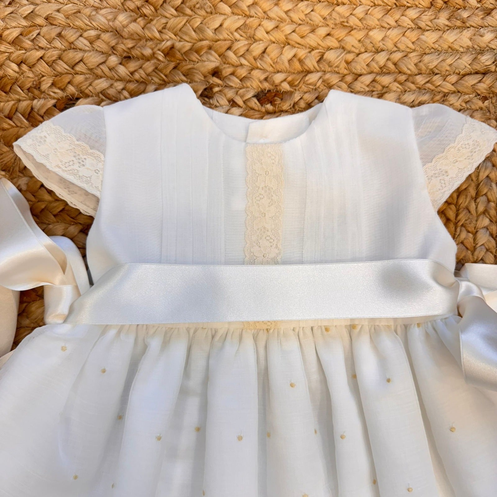 Abito battesimo bimba panna con fiocco in raso