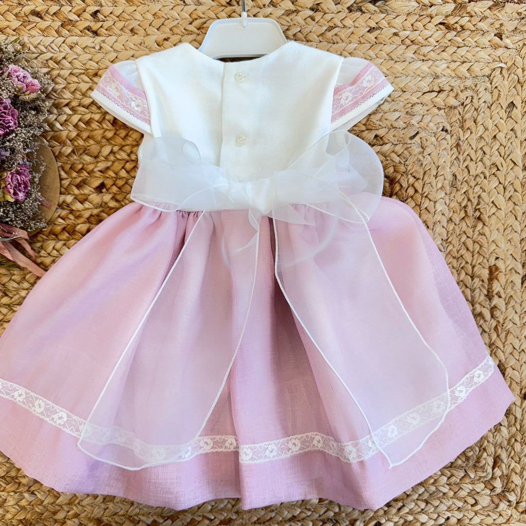 Orlo gonna rosa con nastro floreale ricamato