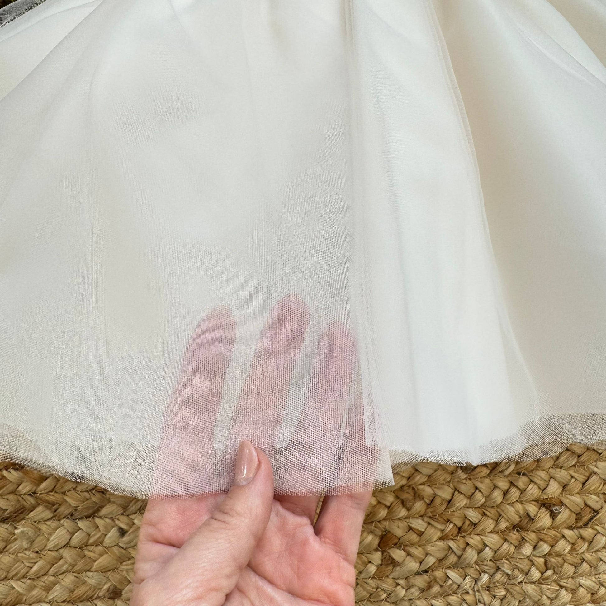 gonna abito battesimo bambina con tulle vaporoso