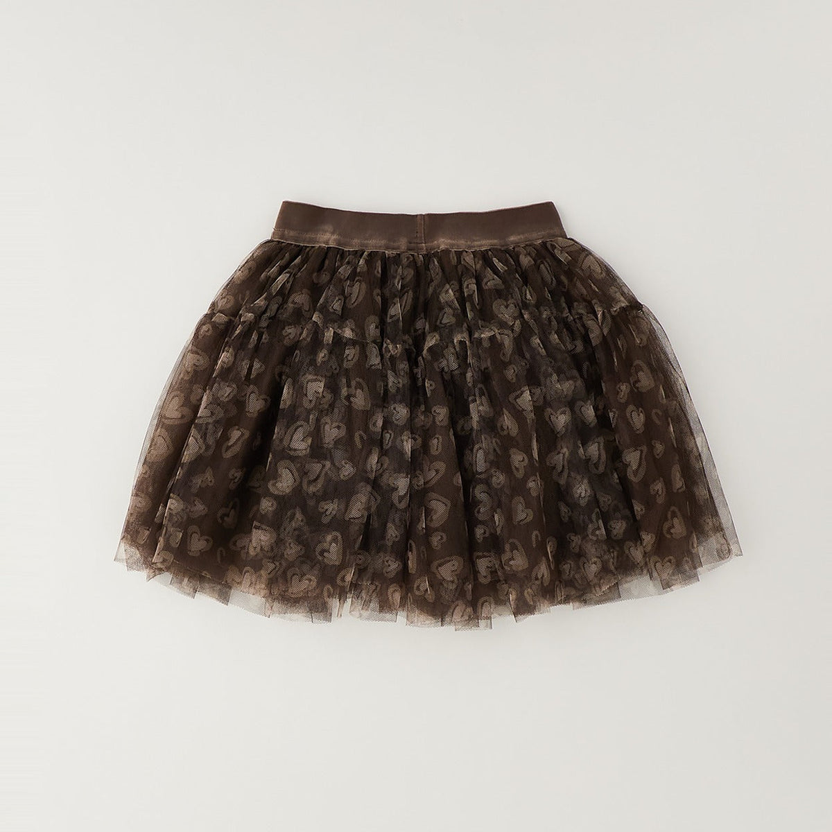 Maglia beige bimba effetto peluche con grande cuore marrone e rosa