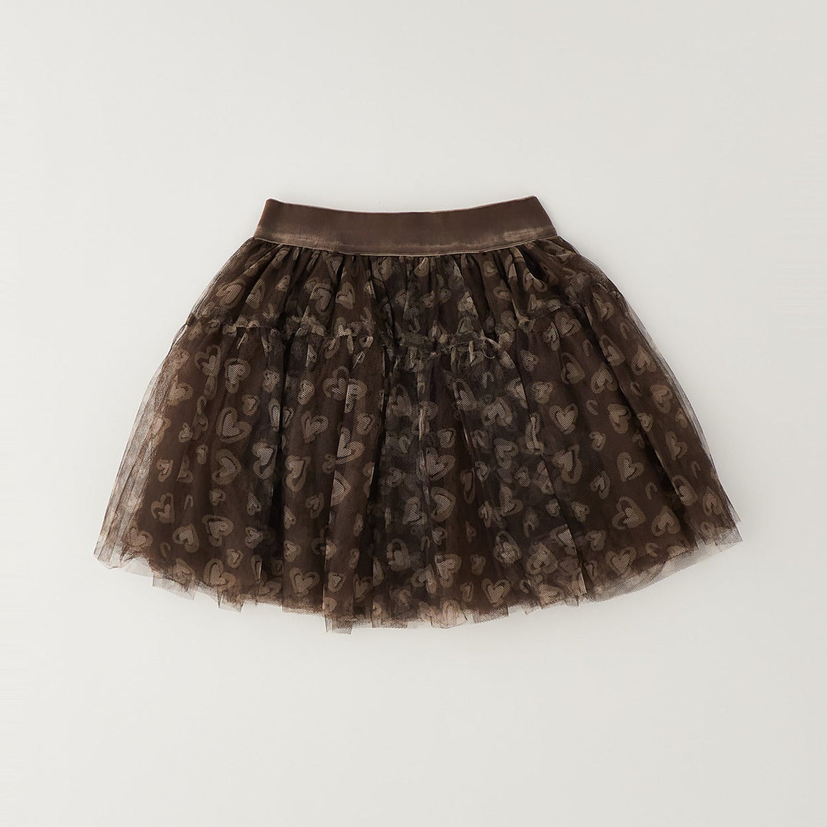 Maglia beige bimba effetto peluche con grande cuore marrone e rosa