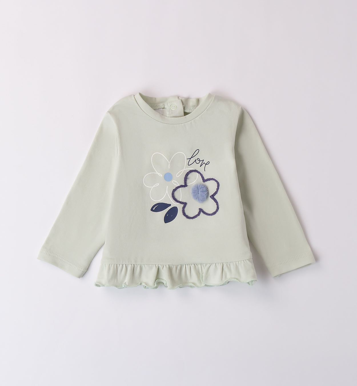 Set bambina 0-24 mesi con jeans elasticizzati e maglietta cotone verde menta