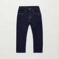 Jeans bambino blu scuro con tasche posteriori e cuciture a contrasto