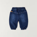 Completo bimba con felpa panna con colletto e jeans blu