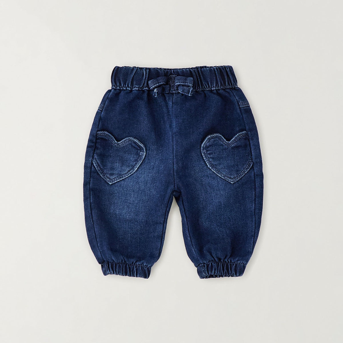 Completo bimba con felpa panna con colletto e jeans blu