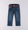 jeans bimba denim con cintura rossa fronte