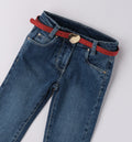 jeans bimba dettaglio cintura glitter rossa