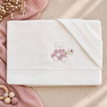 Completo lenzuola neonata in cotone latte rosato con orsetto ricamato per baby culla