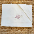 Completo lenzuola neonata in cotone latte rosato con orsetto ricamato per baby culla