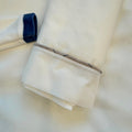 Uscita clinica neonato in ciniglia panna e blu con copertina sfoderabile 65x85 cm Made in Italy.