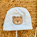 Uscita clinica neonato azzurra in caldo cotone con orsetto Teddy e copertina sfoderabile 85x68 cm
