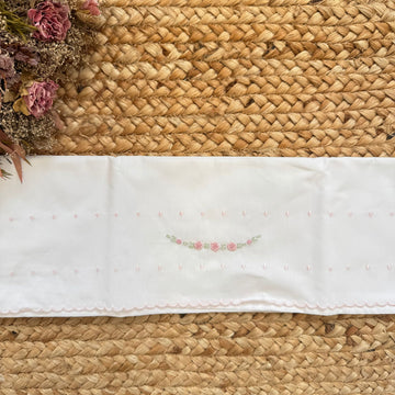 lenzuolo culla neonata cotone con ricami rosa