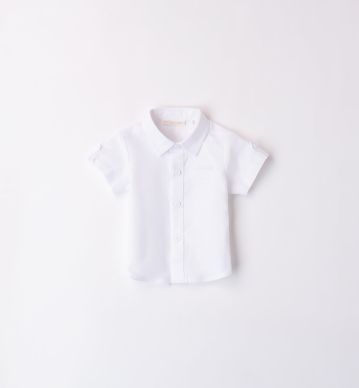 Completo elegante bambino con salopette beige e camicia bianca manica corta