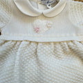 Uscita clinica neonata in pura lana color latte con completo, copertina, cappellino e scarpine