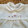 Uscita clinica neonata in pura lana latte e rosa con completo, copertina, cappellino e scarpine