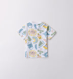 T-shirt con stampa animali e pantaloncini jeans per bambino, abbigliamento estivo casual.