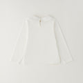 	Maglia bambina bianca Sarabanda in cotone con colletto arrotondato e maniche lunghe