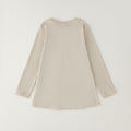 Completo bimba 100% cotone con maglia beige stampa cagnolino e pantalone marrone fantasia fiocchetti