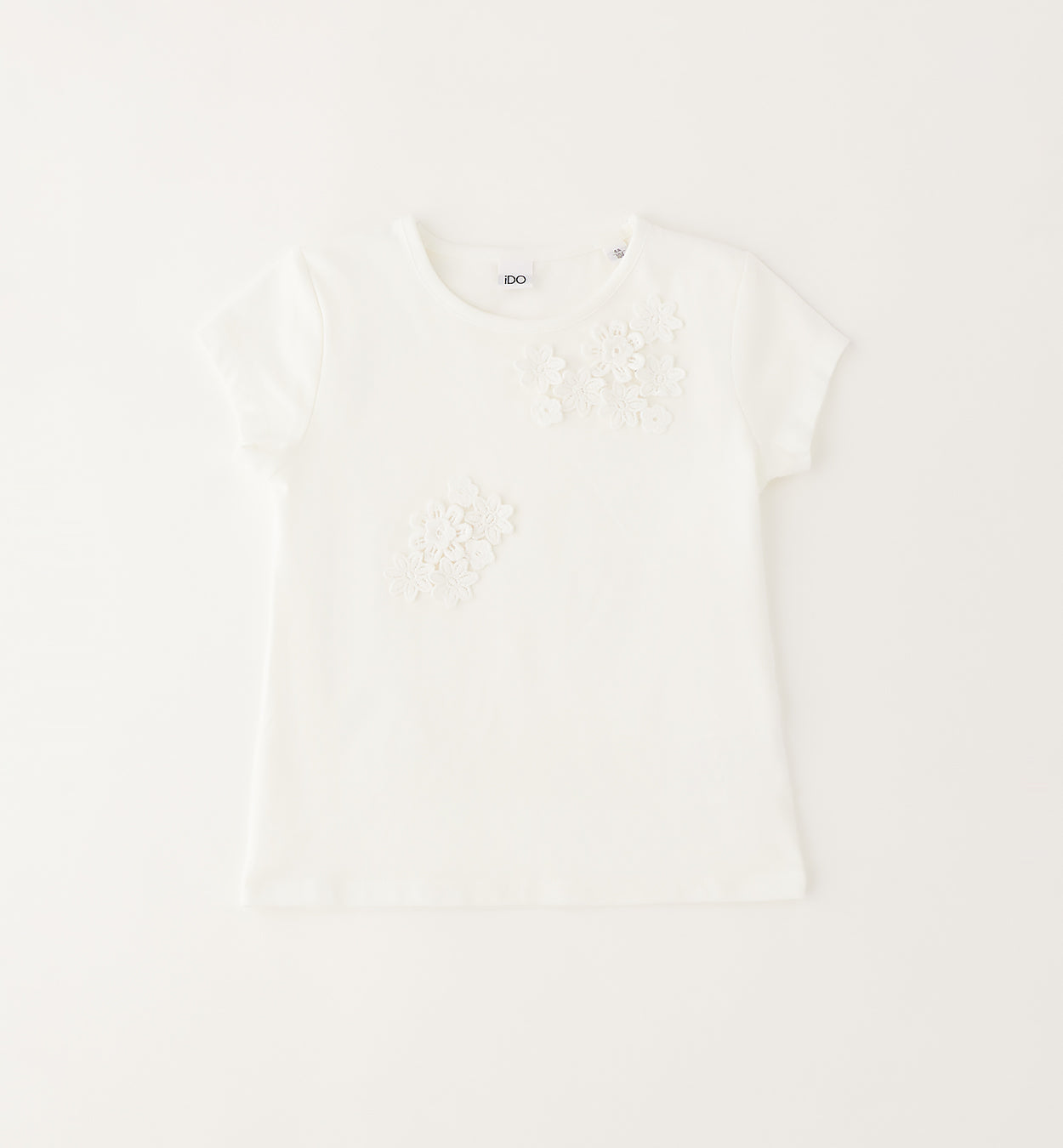 maglia bambina cotone con fiori applicati