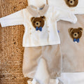 Maglia beige con colletto per neonato in coordinato cotone