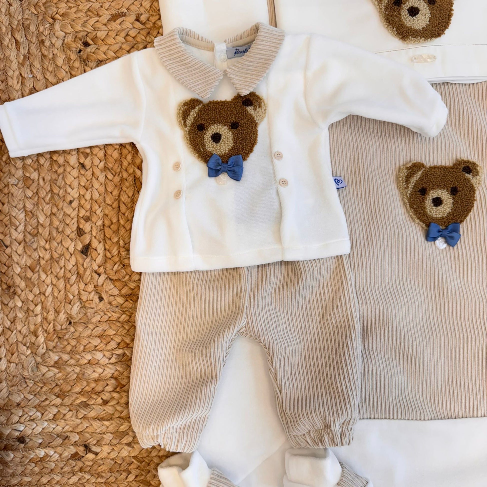 Maglia beige con colletto per neonato in coordinato cotone