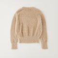 Maglia beige bimba effetto peluche con grande cuore marrone e rosa