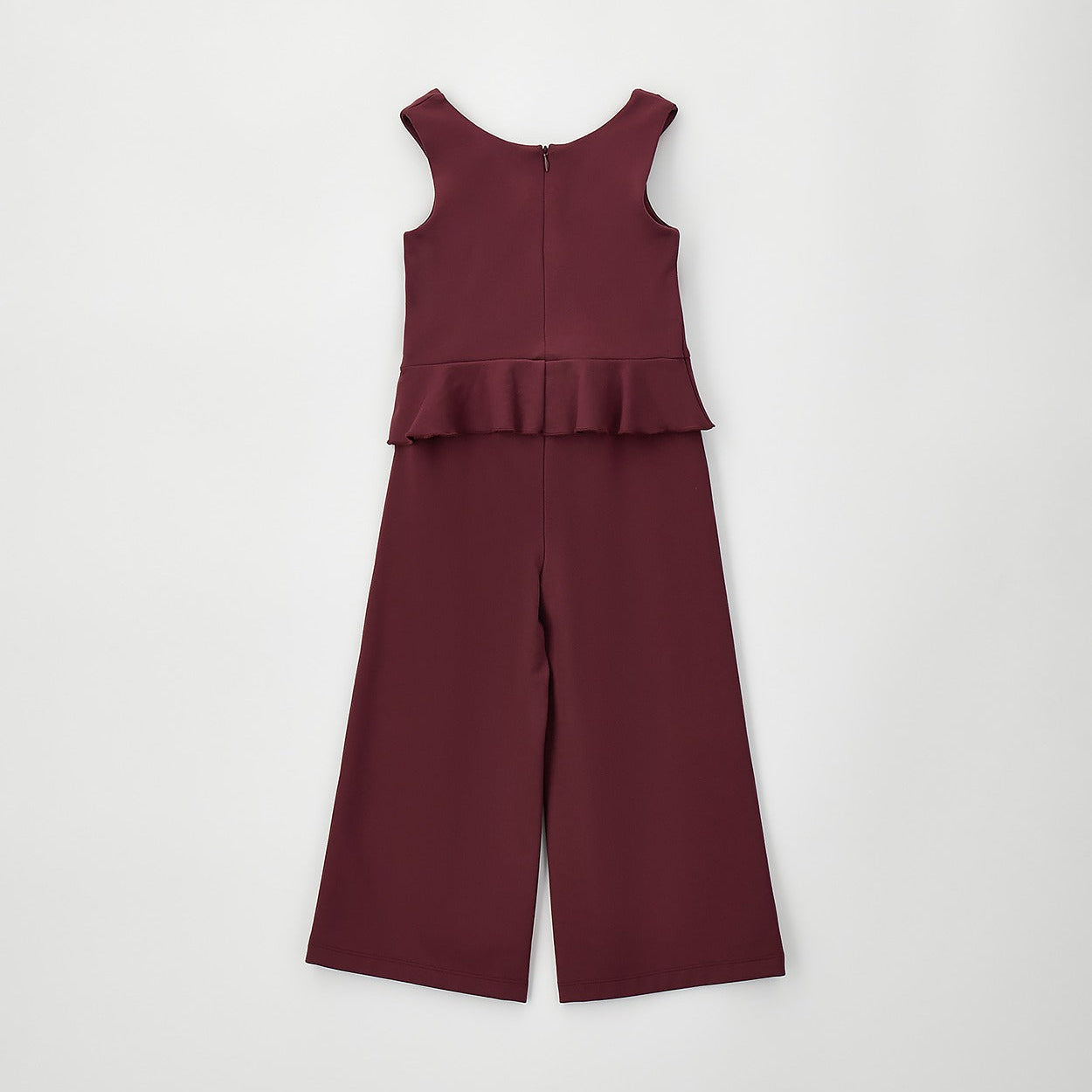 Completo bimba bordeaux con pantalone palazzo e maglia beige