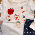 maglia bimba bianca stampa decorativa dettaglio frontale cotone