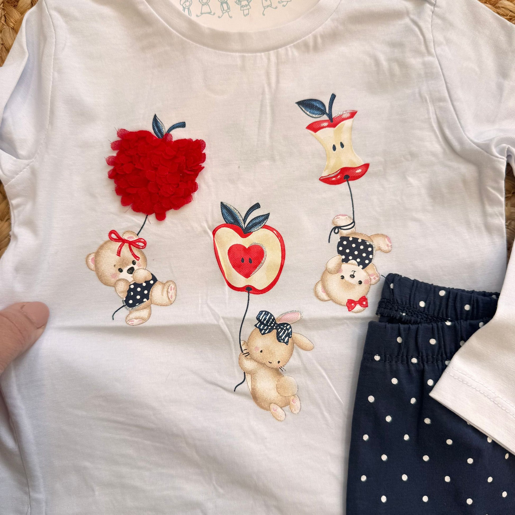 maglia bimba bianca stampa decorativa dettaglio frontale cotone