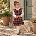Maglia bimba color panna in cotone con manica lunga e collo alto con ruches