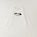 Cardigan bimba bordeaux con bottoni tasche e fiocchi beige