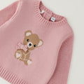 Completo bimba con maglia rosa con orsetto e jeans blu in denim