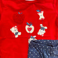 maglia bimba rossa stampa decorativa cotone dettaglio frontale