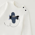 Pantalone bambino blu a microfantasia visto dal retro con tasche applicate