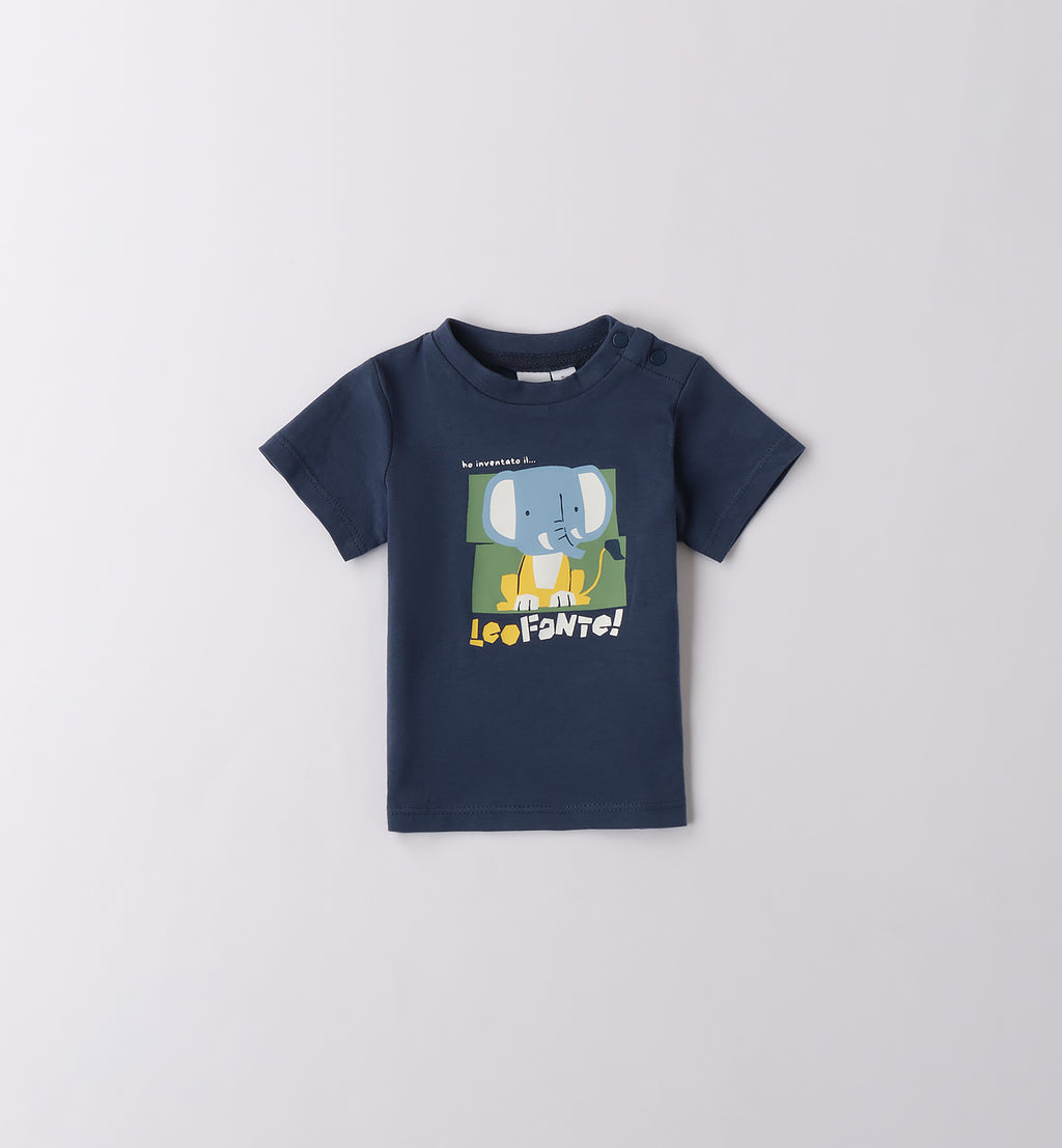 T-shirt con elefante e pantaloncini cargo verdi per bambino, abbigliamento estivo casual.