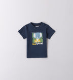 T-shirt con elefante e pantaloncini cargo verdi per bambino, abbigliamento estivo casual.