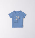 T-shirt con gatto e pantaloncini jeans per bambino, abbigliamento estivo casual.