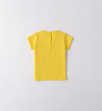 Completo bambina con t-shirt gialla fiore applicato e shorts in jeans