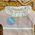 Set nascita neonata rosa antico Juliana con copertina, maglia, ghettina e cuffietta