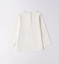 maglia bambina cotone bianco retro con bottone