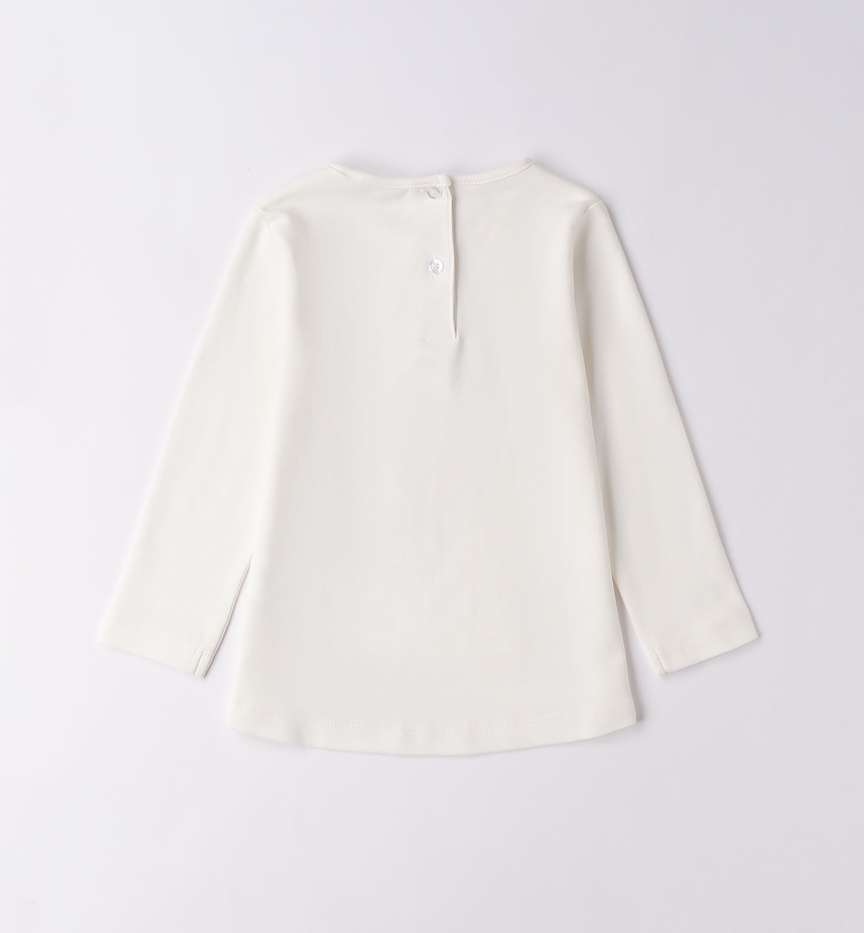 maglia bambina cotone bianco retro con bottone