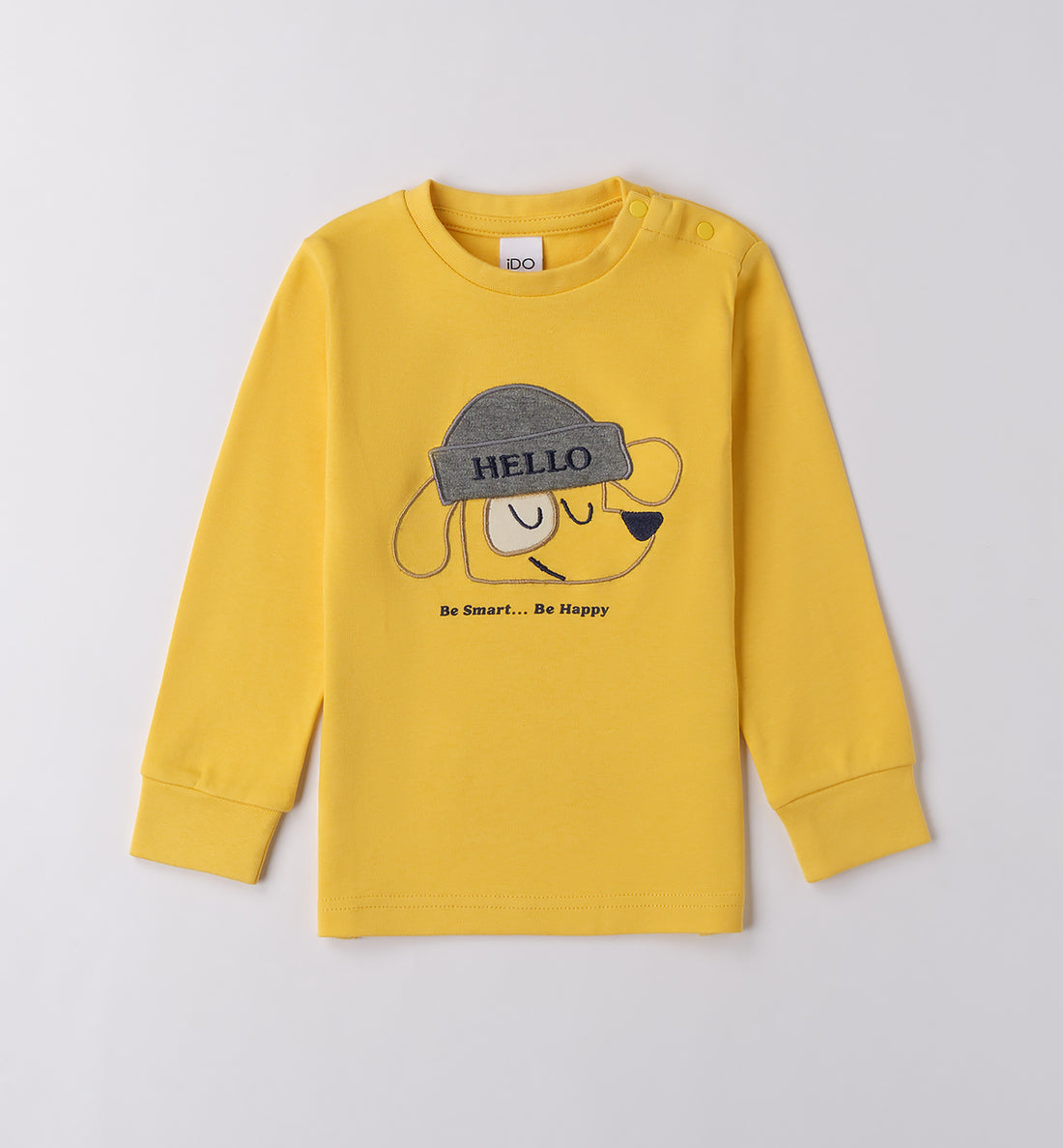 maglia bambino gialla caldo cotone con stampa cagnolino