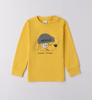 maglia bambino gialla caldo cotone con stampa cagnolino