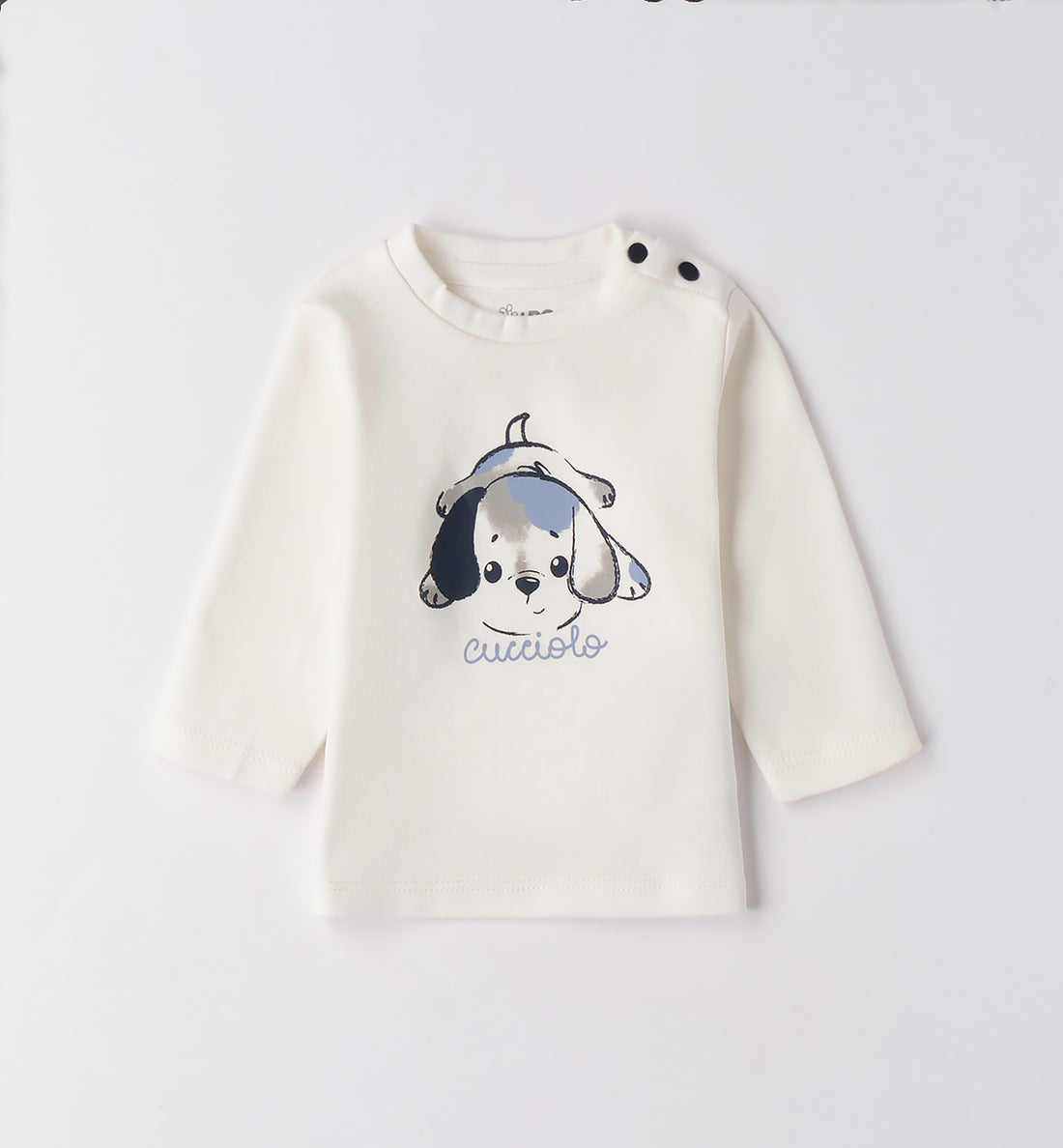 completo neonato cotone bianco e azzurro con maglia e pantaloni