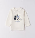maglia bianca neonato con stampa cagnolino cucciolo