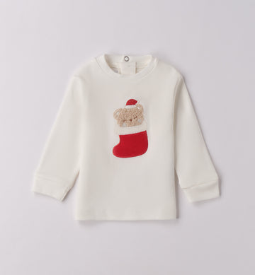maglia bimbo natalizia cotone panna fronte