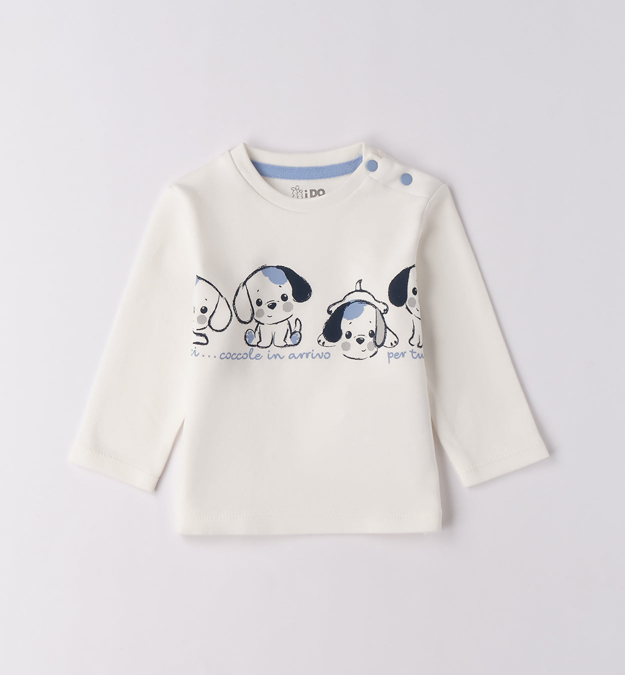 maglia neonato bianca con cuccioli stampati