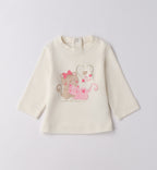 maglia panna bambina con gattini e cuori