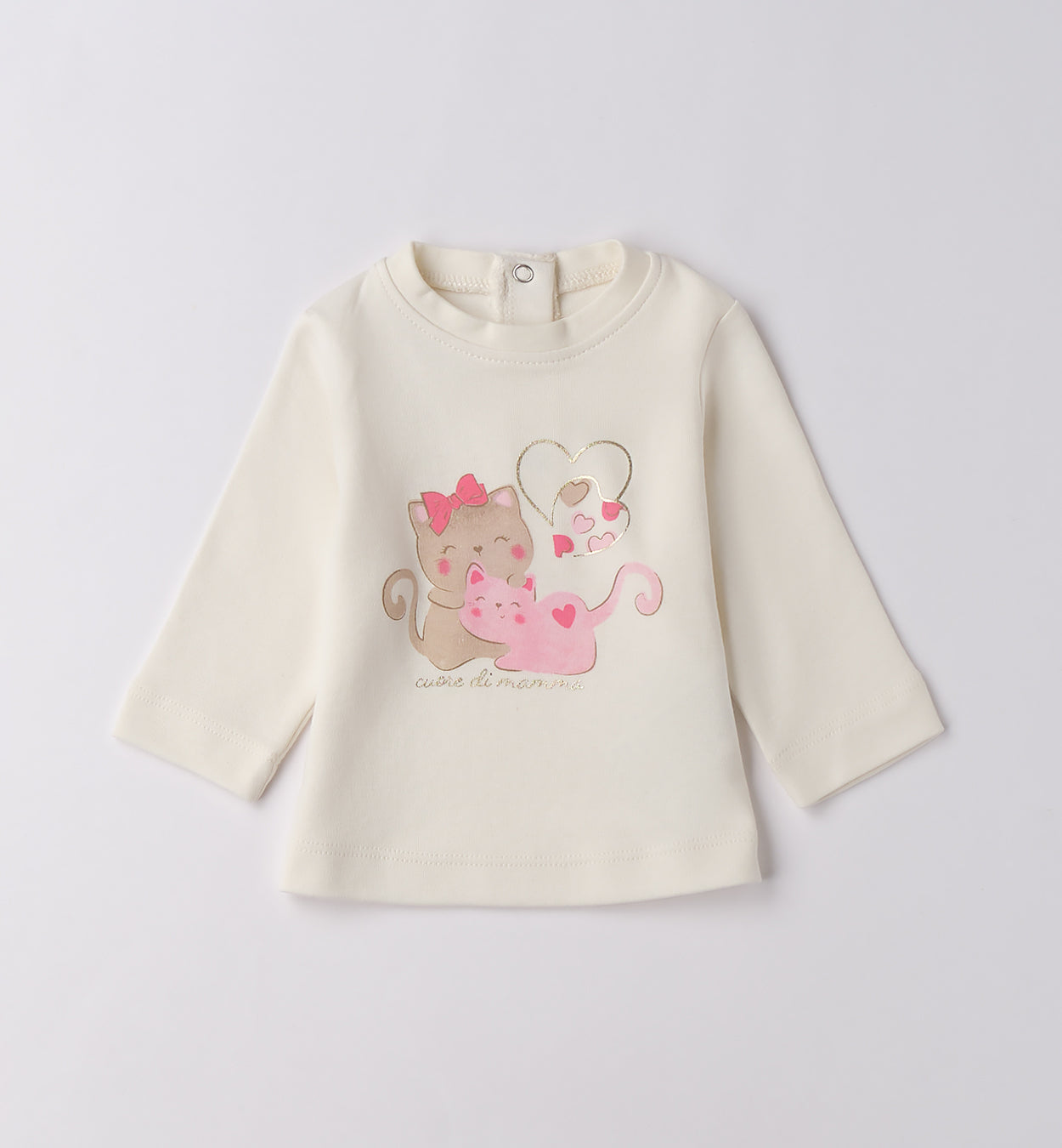 maglia panna bambina con gattini e cuori