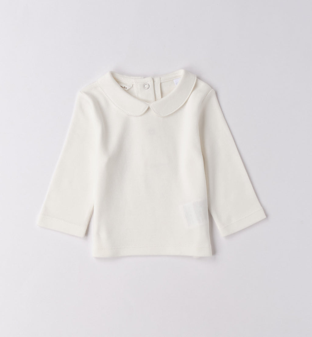maglia panna neonata cotone e lana colletto